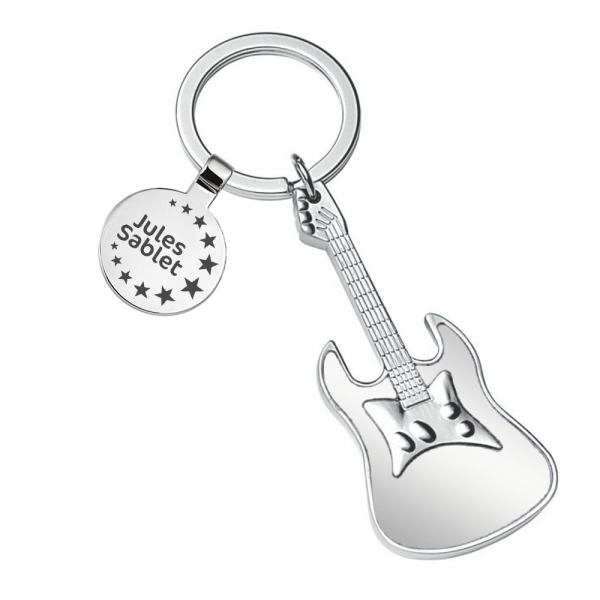 Porte-clés guitare argentée