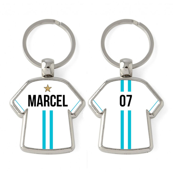 Porte-clés maillot 2 bandes personnalisé prénom