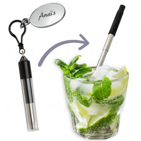 Porte-clés paille en inox rétractable personnalisée Porte-clés paille en inox rétractable personnalisée