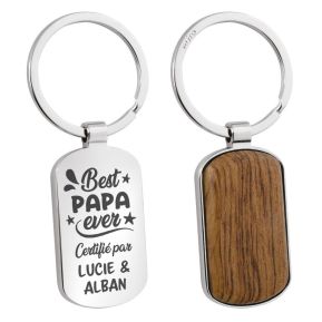 Porte-clés Fête des pères personnalisé bois et métal