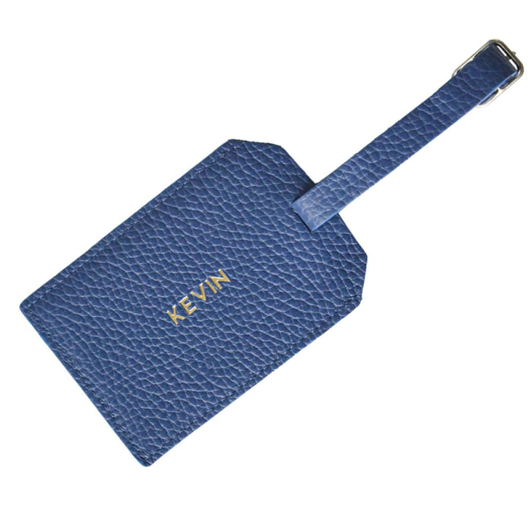 Porte-étiquette de bagage bleu personnalisé en cuir