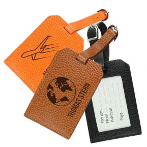 Porte-étiquette de bagage en cuir globe trotter