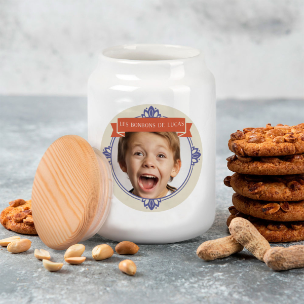 Pot à biscuits ou friandises personnalisé photo