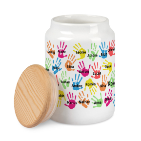 Pot à cookies Mains d'enfants personnalisé de leurs prénoms Pot à cookies Mains d'enfants personnalisé de leurs prénoms