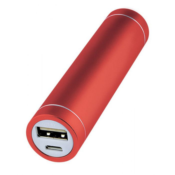 Power bank cylindrique grave rouge