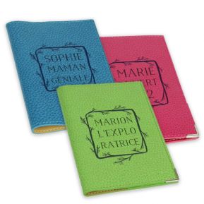 Etui passeport personnalisé cadre fleuri