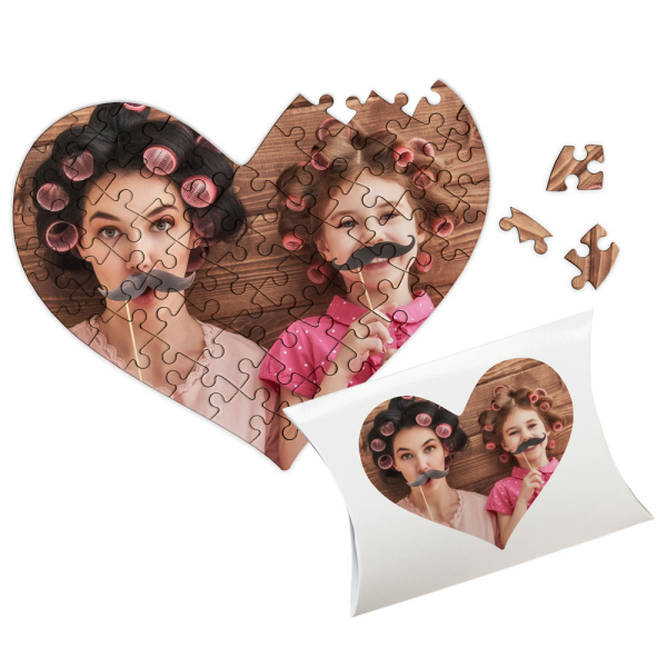 Puzzle en forme de coeur personnalisé pour Maman