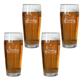 Lot de quatre verres à bière prénom personnalisés