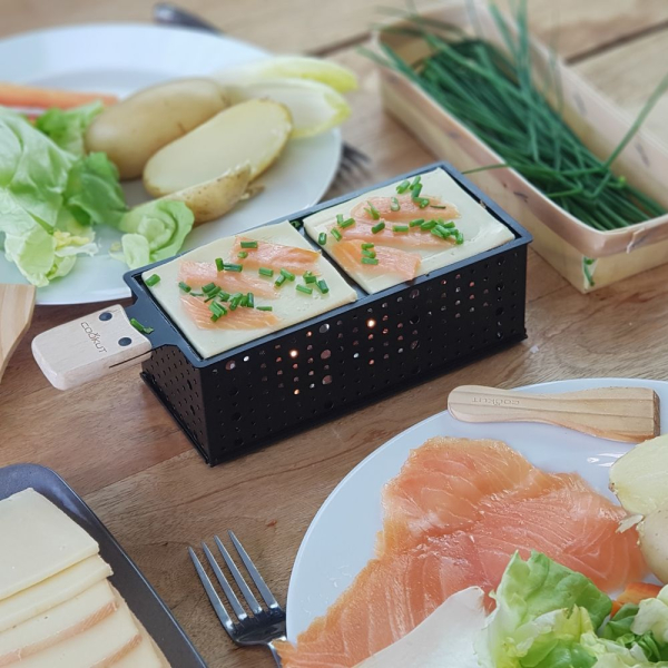 Raclette saumon à la bougie portable 