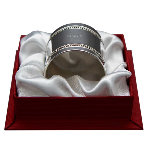 Coffret Rond de serviette perle en argent massif