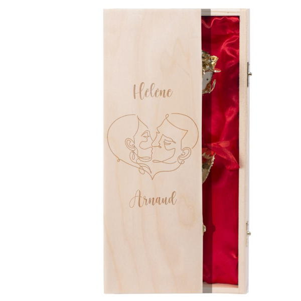 Rose en or dans son coffret personnalisé Amoureux