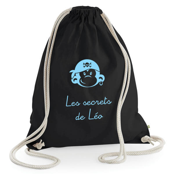 Sac à dos enfant prénom noir