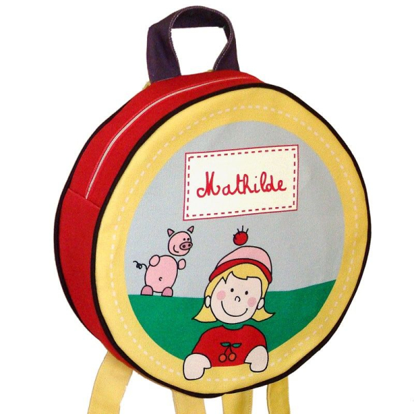 Arrière du sac à dos rond personnalisé jaune