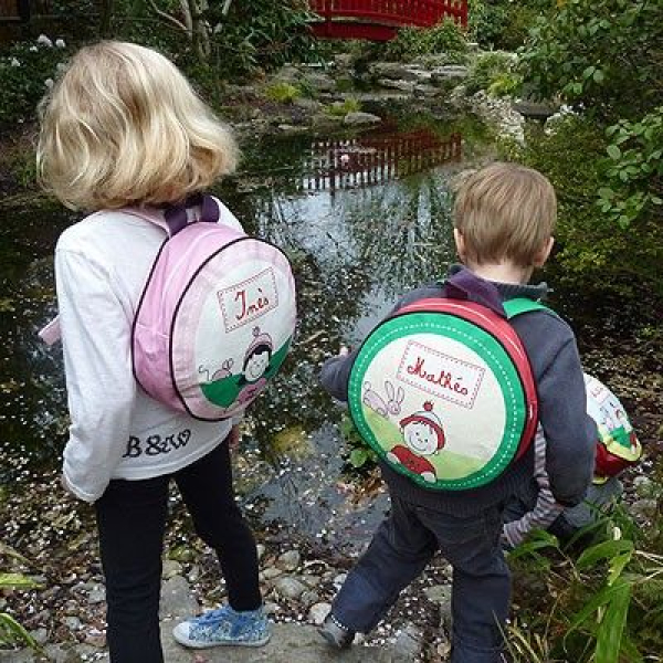 Sac à dos rond personnalisé porté