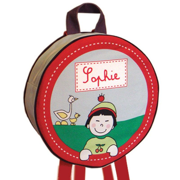 Sac à dos rond personnalisé rouge