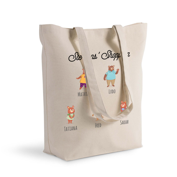 Sac shopping personnalisé famille ours