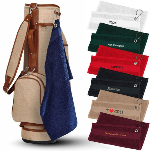 Serviette de golf brodée avec un prénom