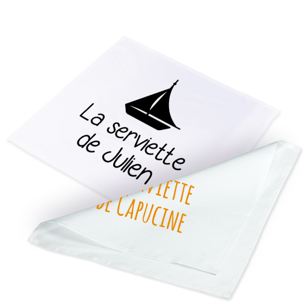 serviette de table sublimée avec motif et texte