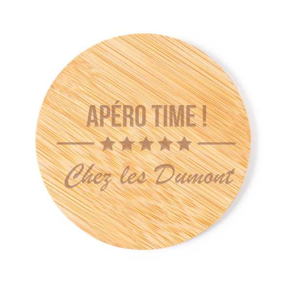 Set de 4 sous-verres en bambou gravés