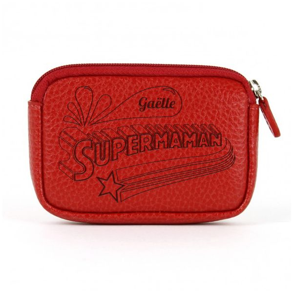 Porte-monnaie Super Maman rouge