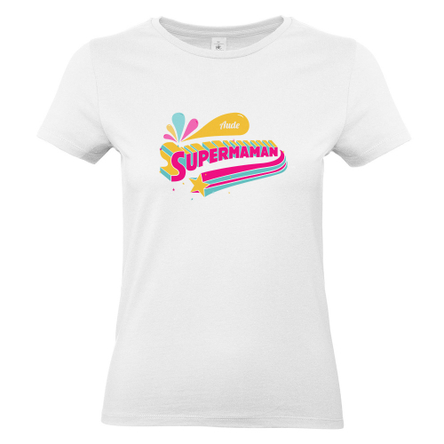 T-shirt Blanc personnalisé Super maman