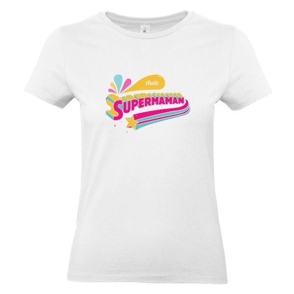 T-shirt Blanc personnalisé Super maman