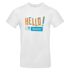 T-shirt homme personnalisé HELLO 100% coton bio