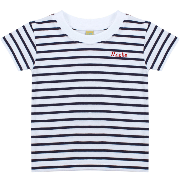 T-shirt bébé marinière brodé prénom