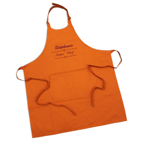 Tablier orange brodé label