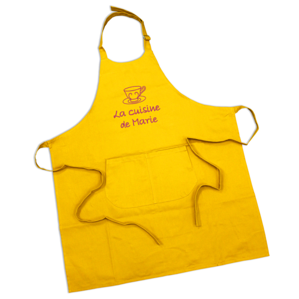 Tablier sommelier en coton jaune personnalisé