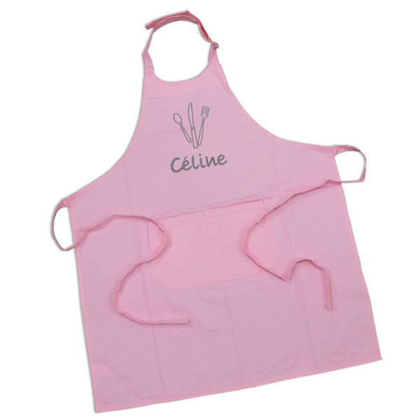 Tablier sommelier en coton rose personnalisé