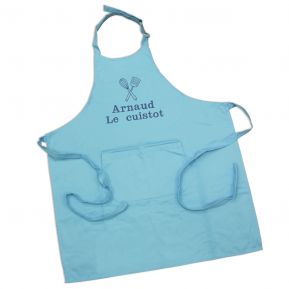 Tablier sommelier 100% coton turquoise personnalisé