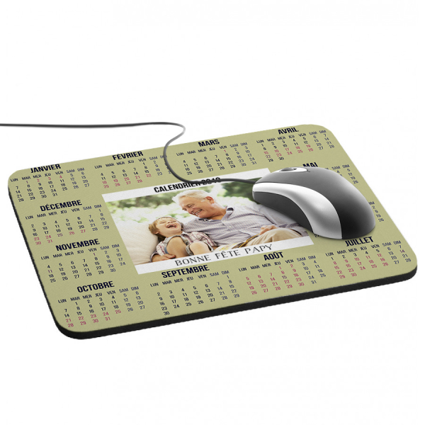 Tapis de souris avec calendrier 2020 beige