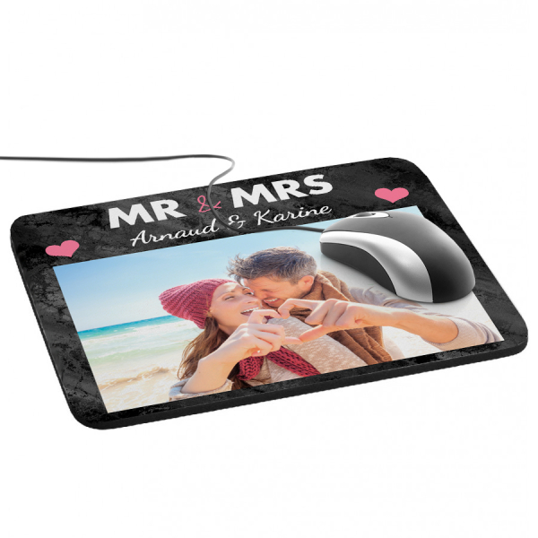 Tapis de souris photo Mr and Mrs avec photo
