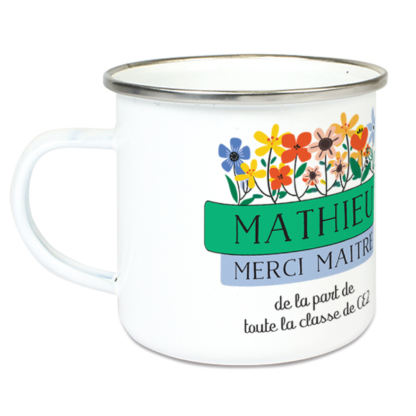 Tasse émaillée personnalisée Fleurs des champs