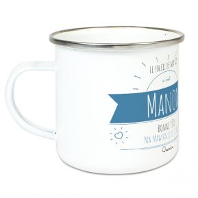 Tasse en émail avec un message ensoleillé