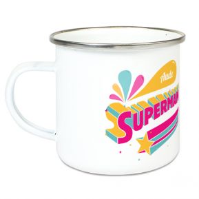 Tasse émaillée  Super maman personnalisé prénom