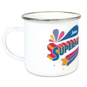 Tasse émaillée Super papa personnalisé prénom