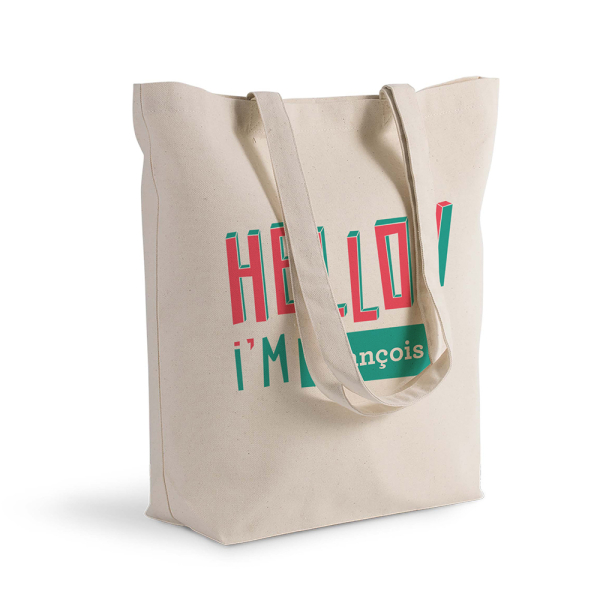 tote bag personnalisé Hello rose vert