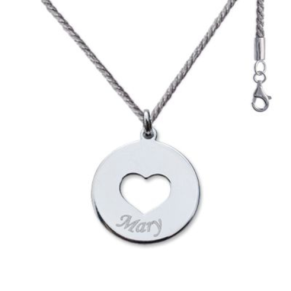 Pendentif jeton coeur ajouré gravé