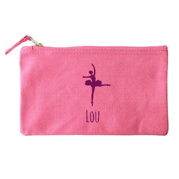 Trousse d'écolier personnalisé en coton rose