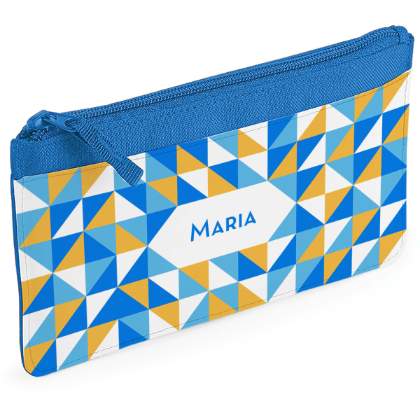 Trousse à crayons personnalisée mosaïque bleue