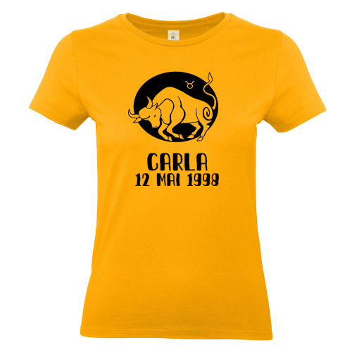 t-shirt femme abricot personnalisé signe astrologique