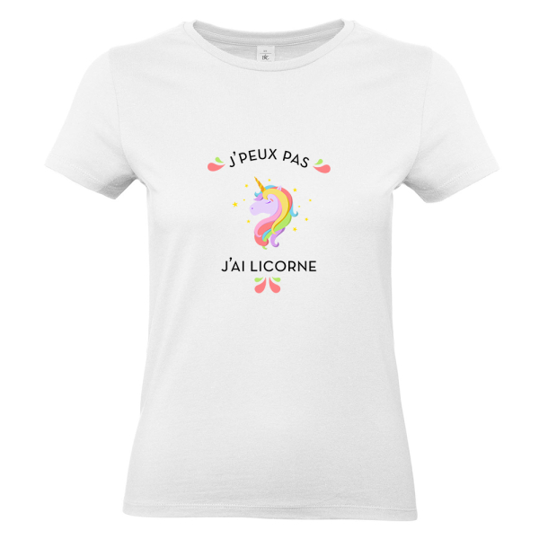 T-shirt femme personnalisé J'peux pas j'ai licorne