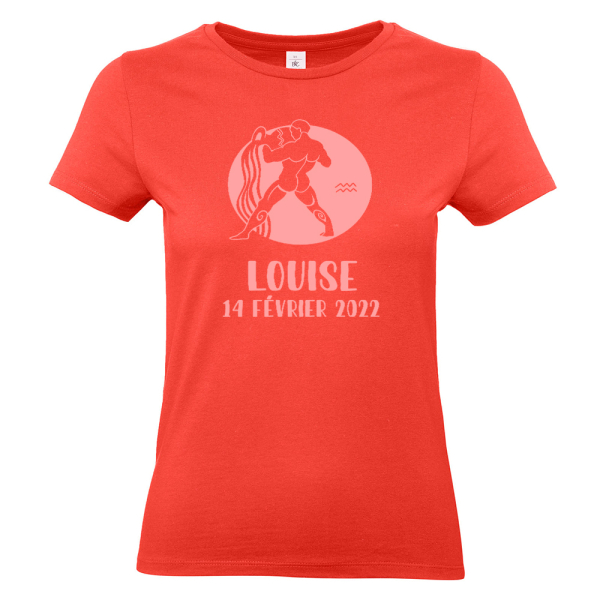 t-shirt femme corail personnalisé signe astrologique
