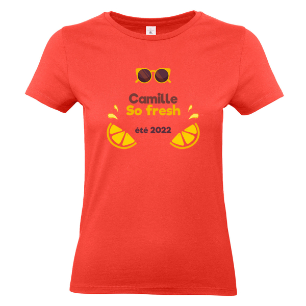 t-shirt femme corail personnalisé vacances à la mer