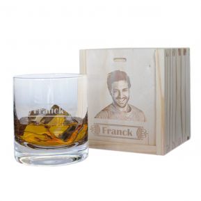 Verre à whisky prénom et son coffret photo