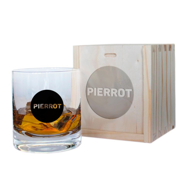 Verre à whisky prénom rond noir