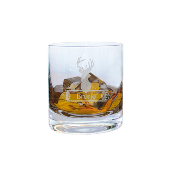 Verre à whisky cerf gravé