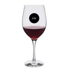 Verre à vin rond noir prénom